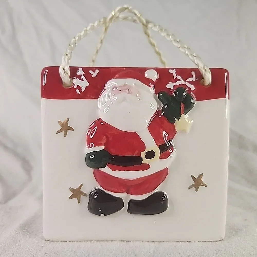Ceramic Holiday Candy Bag Santa With Rope Handles East West Distributing Co.